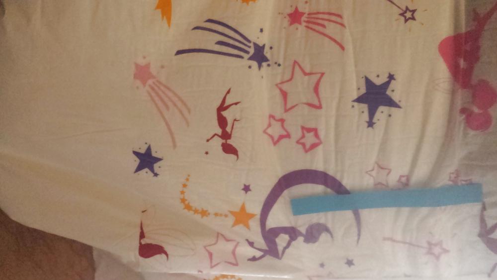 25P Wearing my girly pink and purple diaper.