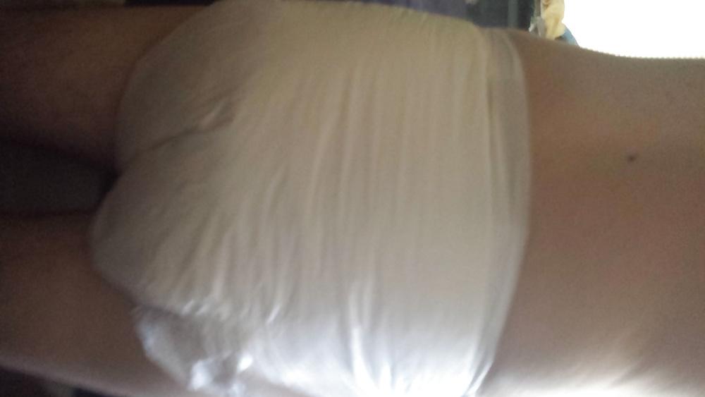 25P Wearing my girly pink and purple diaper.