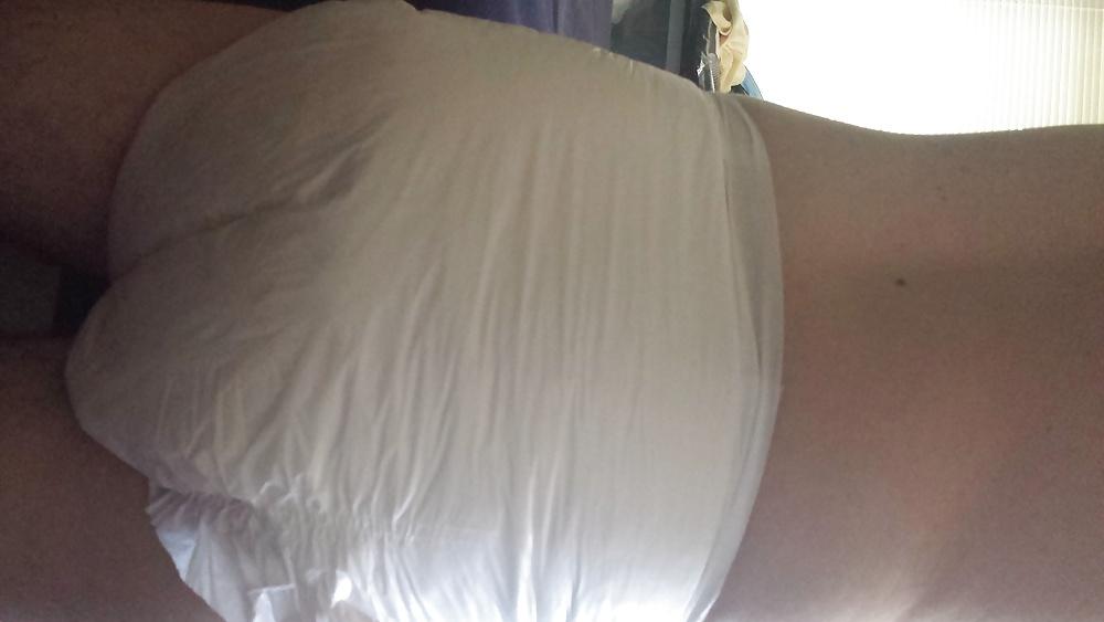 25P Wearing my girly pink and purple diaper.