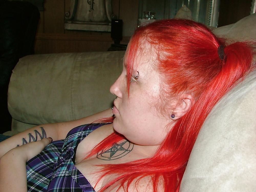 25P Tattooed Pierced Redhead, Foot Fetish