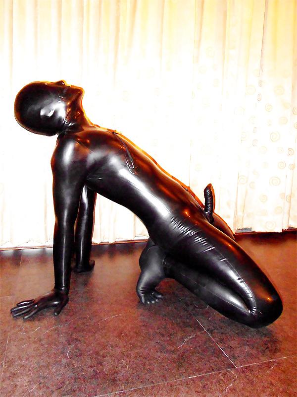 25P Latex Pants with cock sheath condom