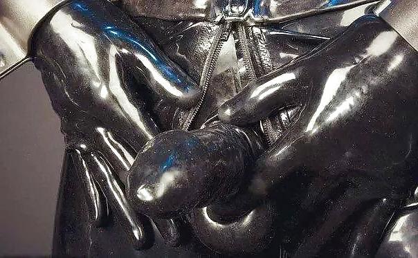 25P Latex Pants with cock sheath condom