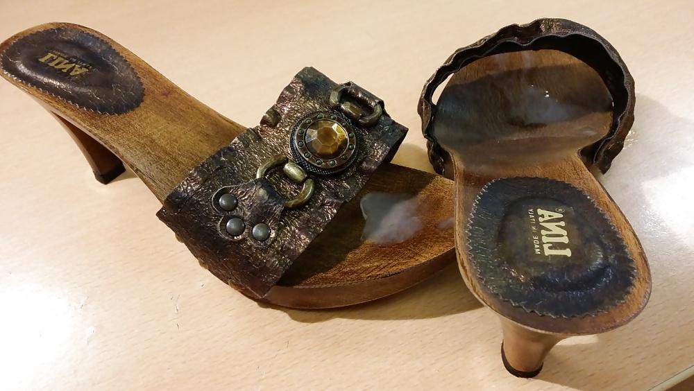 12P Fuck and cum not my stepmother's wooden mules sandals