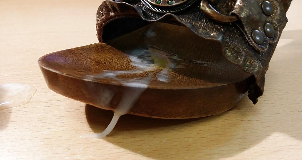 12P Fuck and cum not my stepmother's wooden mules sandals