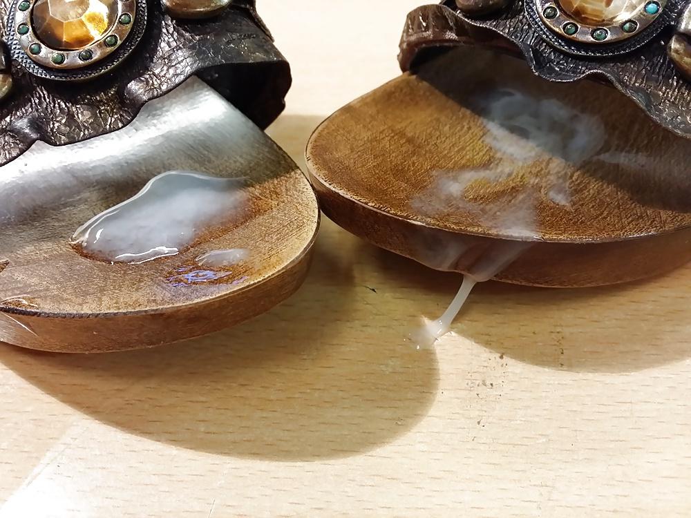 12P Fuck and cum not my stepmother's wooden mules sandals
