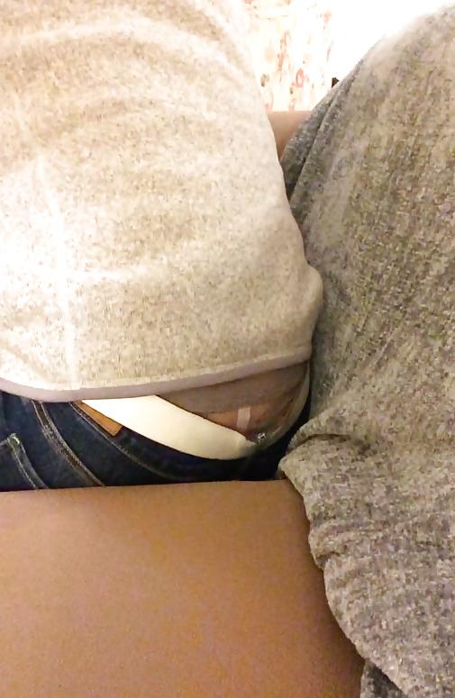 7P See thru panties hanging out of her ass