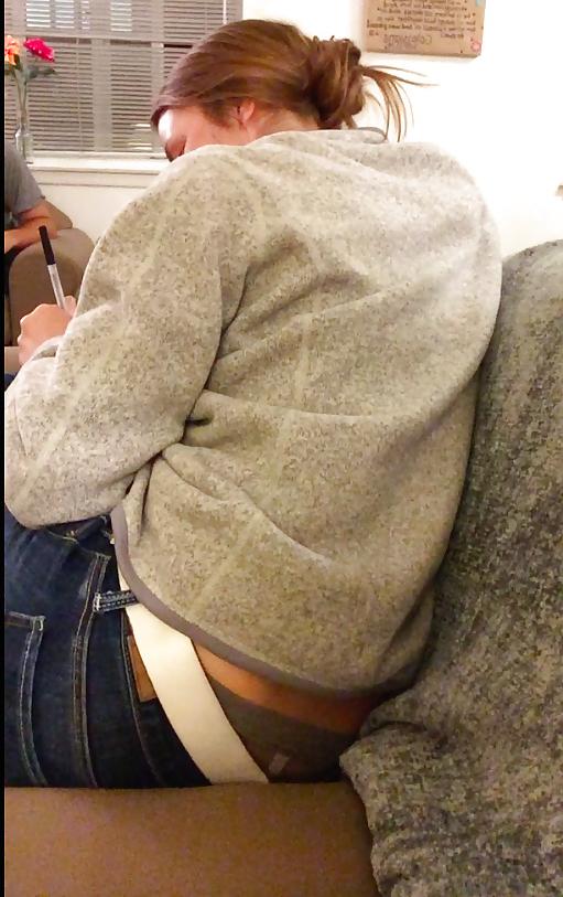 7P See thru panties hanging out of her ass
