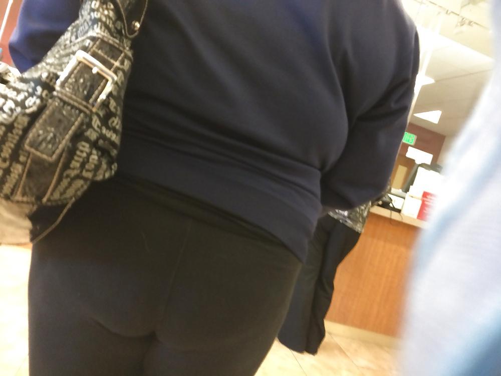 6P Candid butts at grocery store and bank