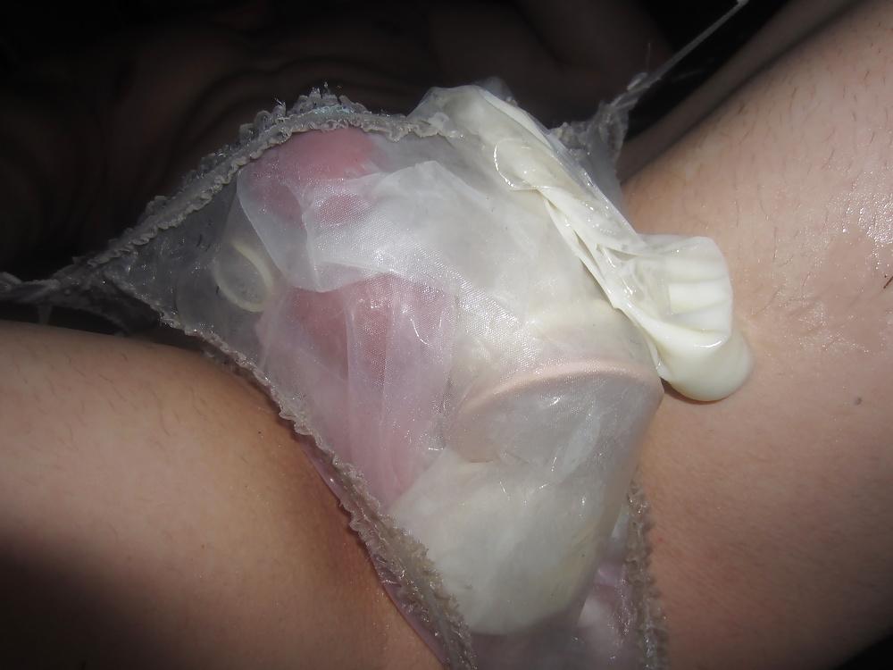 25P So Much Cumfilled Condoms, FF Nylons & Nylon Panties Again