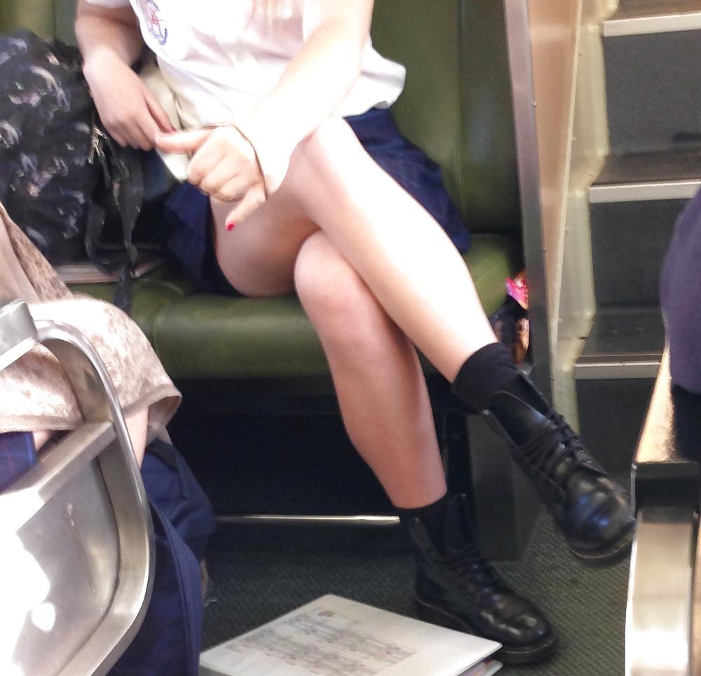 9P Sultry Blonde Girl Upskirted On The Train