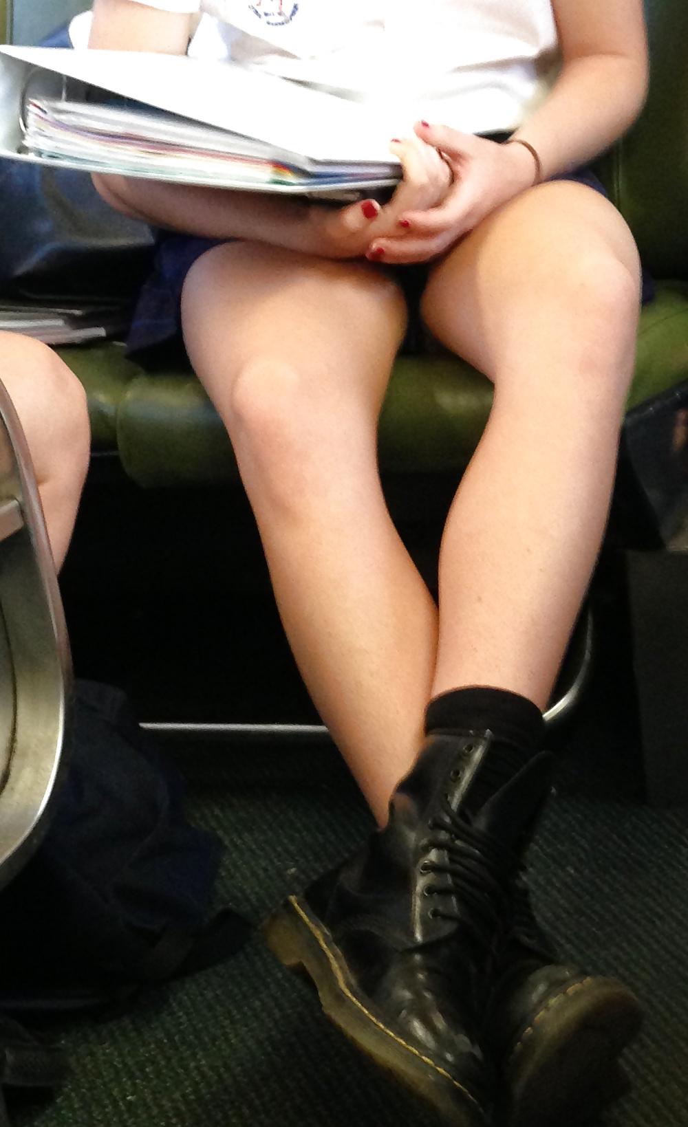 9P Sultry Blonde Girl Upskirted On The Train