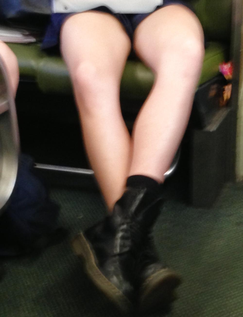 9P Sultry Blonde Girl Upskirted On The Train