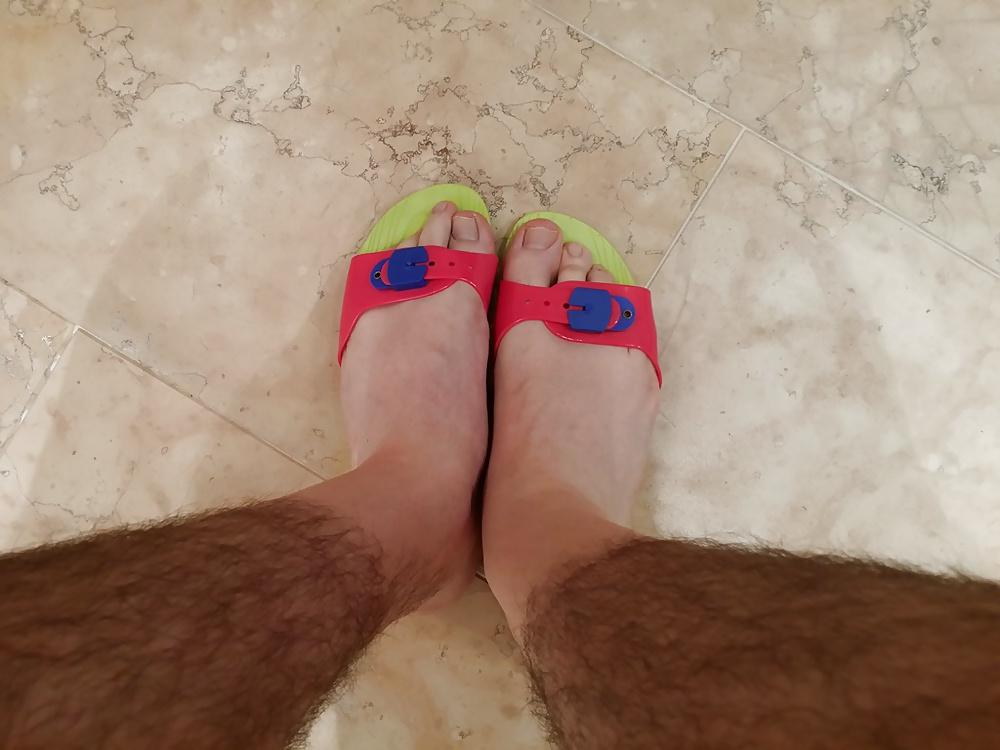 12P Fuck and cum my mother's new summer flat plastic sandald