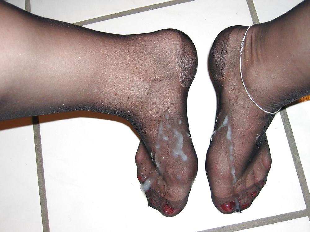 18P My Clear Heels and black Stockings