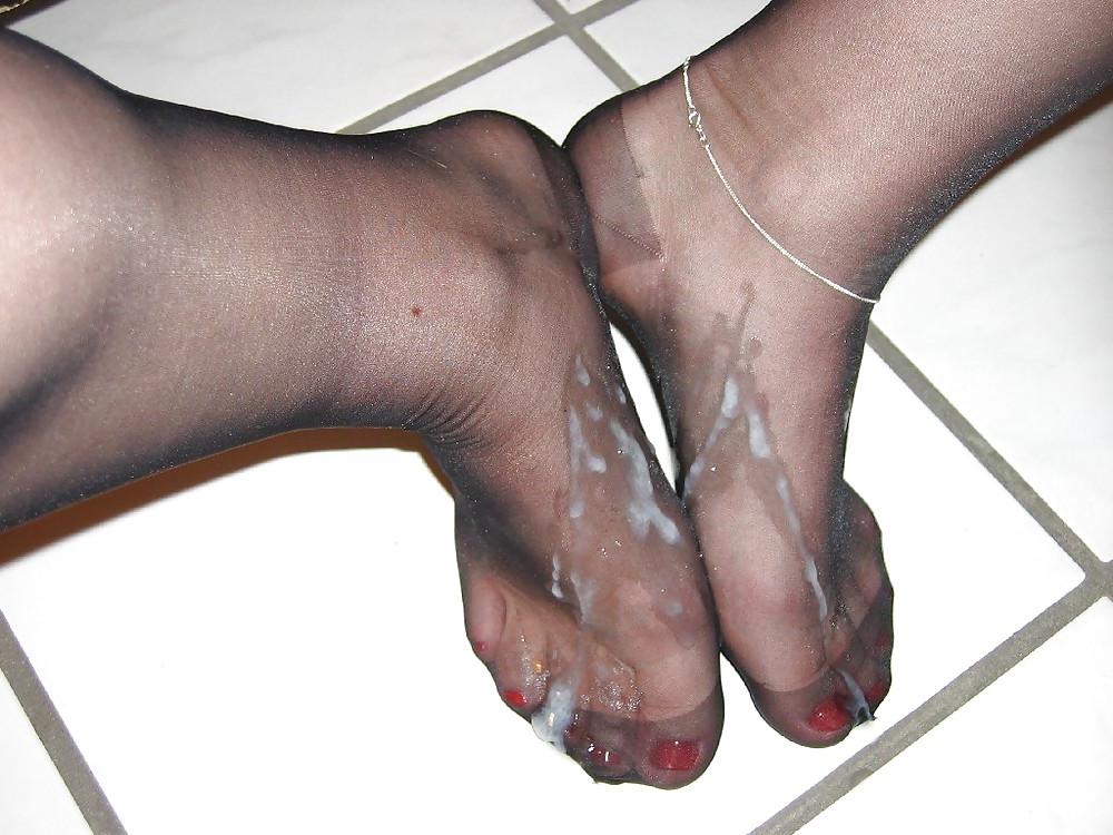 18P My Clear Heels and black Stockings