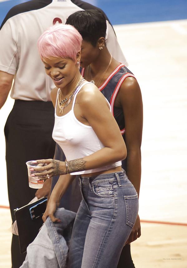 8P Rihanna Braless See Through