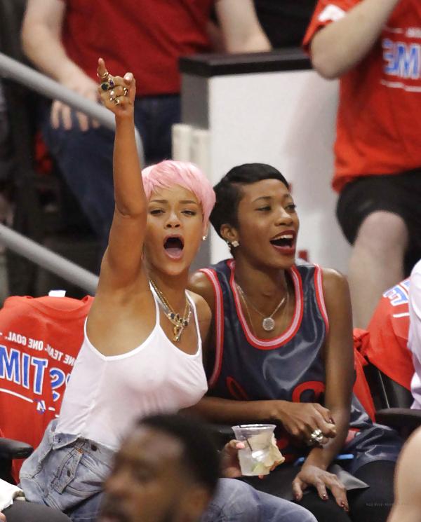 8P Rihanna Braless See Through