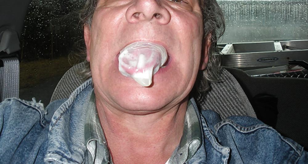 6P Condom on my tongue