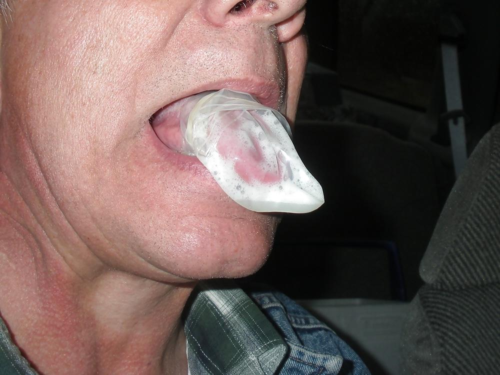 6P Condom on my tongue