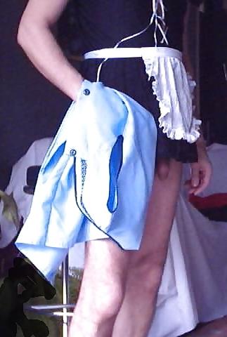 18P Blouse nylon pour soubrette male soumise