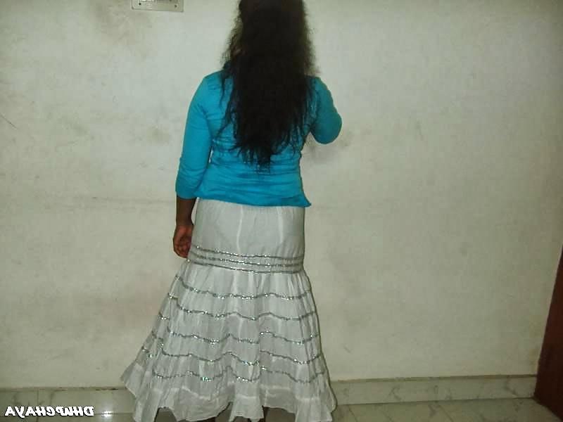 8P Desi Girl white skirt 