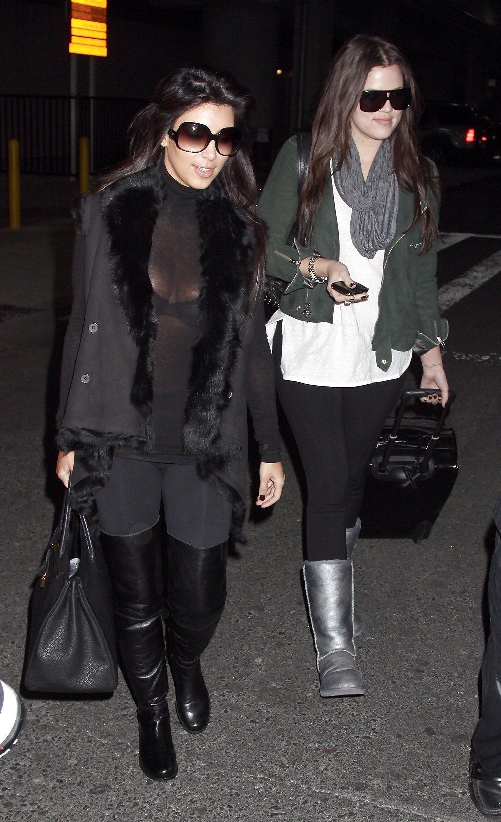 11P Kim Kardashian See-Through Candids at JFK Airport