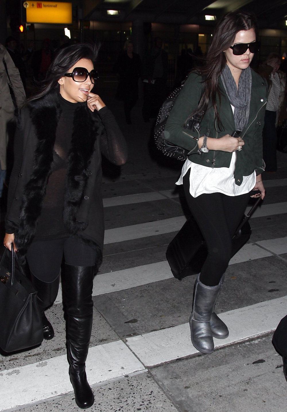 11P Kim Kardashian See-Through Candids at JFK Airport