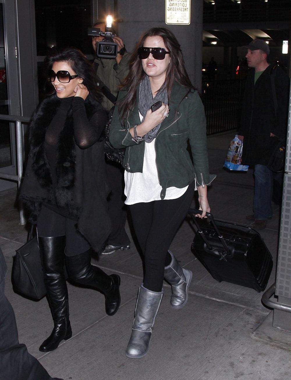 11P Kim Kardashian See-Through Candids at JFK Airport