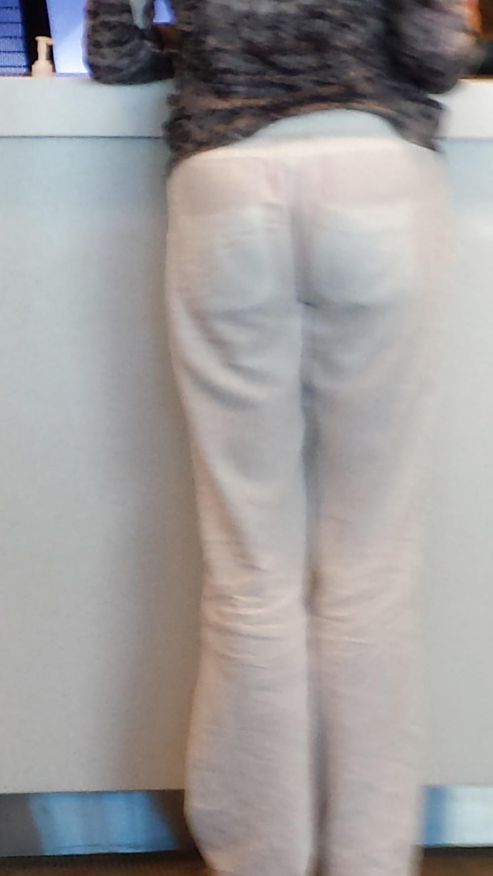 6P Sexy See-Thru Pants on Milf at Airport