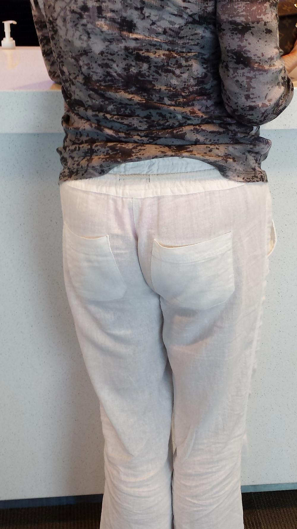 6P Sexy See-Thru Pants on Milf at Airport