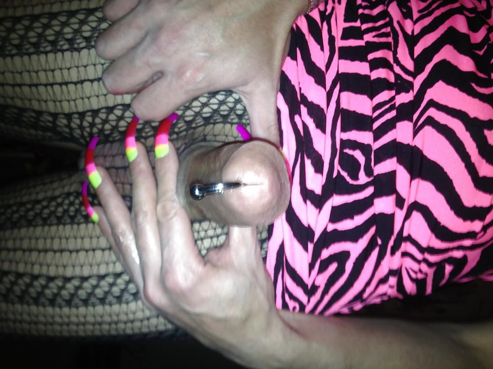 22P Long nails, pierced cock, transsexual
