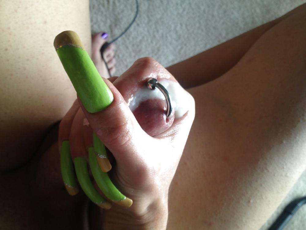 22P Long nails, pierced cock, transsexual