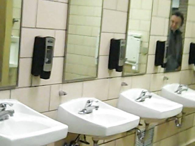 7P Two men see me in truckstop restroom