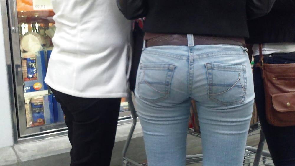 15P Nice sexy teen ass & butt in tight blue jeans 