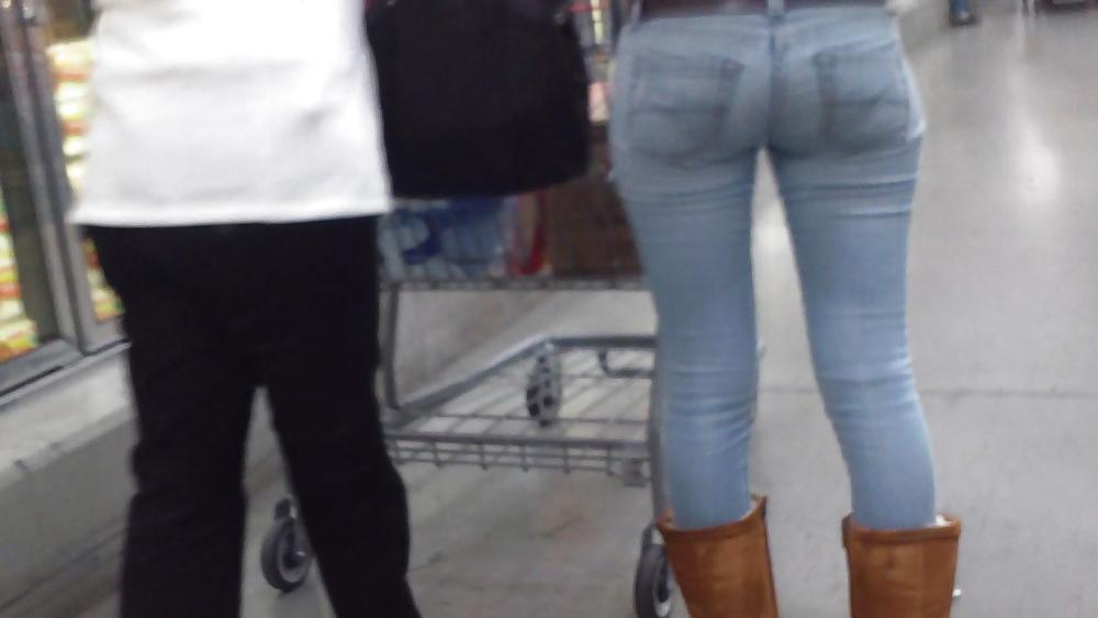 15P Nice sexy teen ass & butt in tight blue jeans 