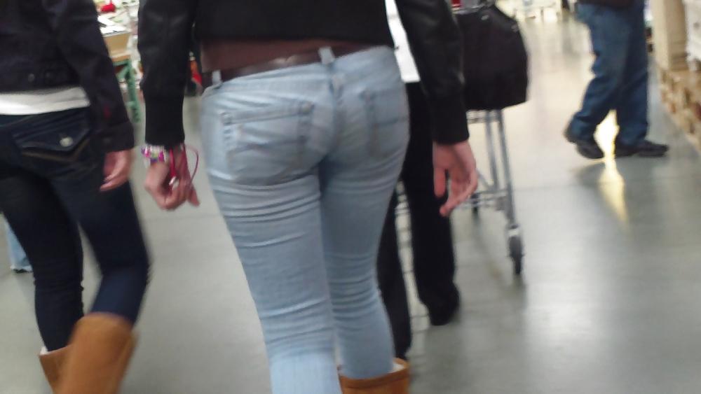 15P Nice sexy teen ass & butt in tight blue jeans 