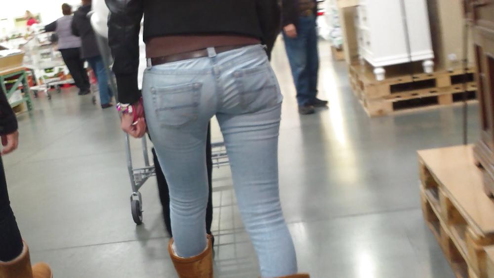 15P Nice sexy teen ass & butt in tight blue jeans 