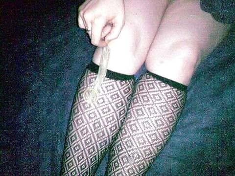 6P Fishnet footjob with condom 