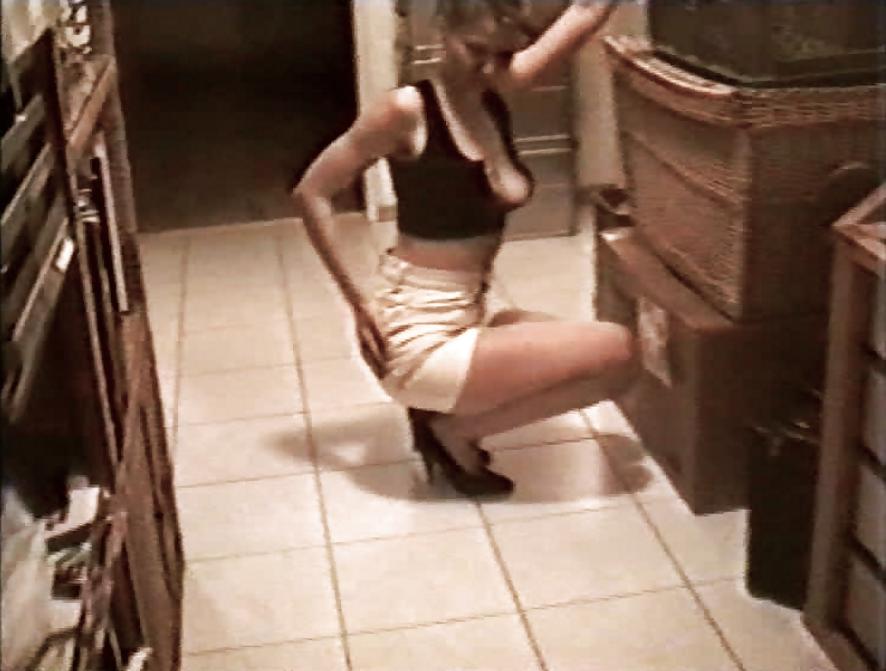 12P SAG - Wife's Boobs Downblouse Black Zip Bustier & Skirt 21