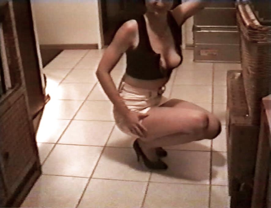 12P SAG - Wife's Boobs Downblouse Black Zip Bustier & Skirt 23