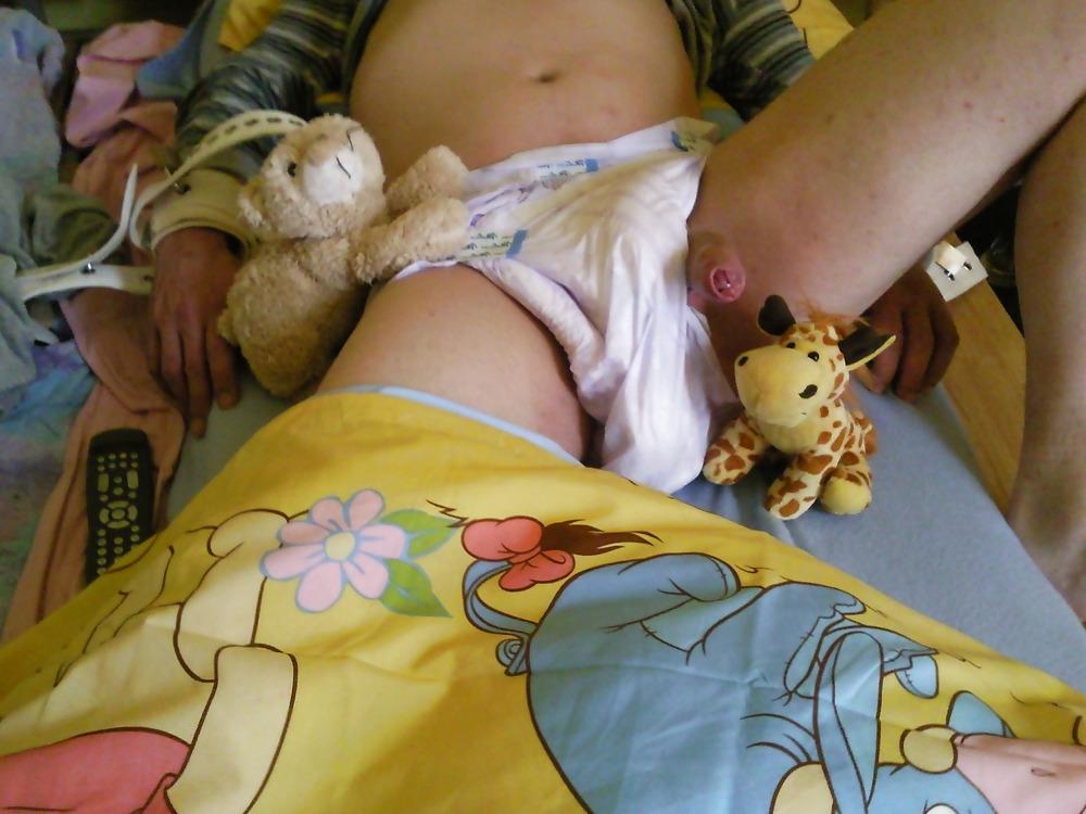25P Fixed on Bed in Diaper 
