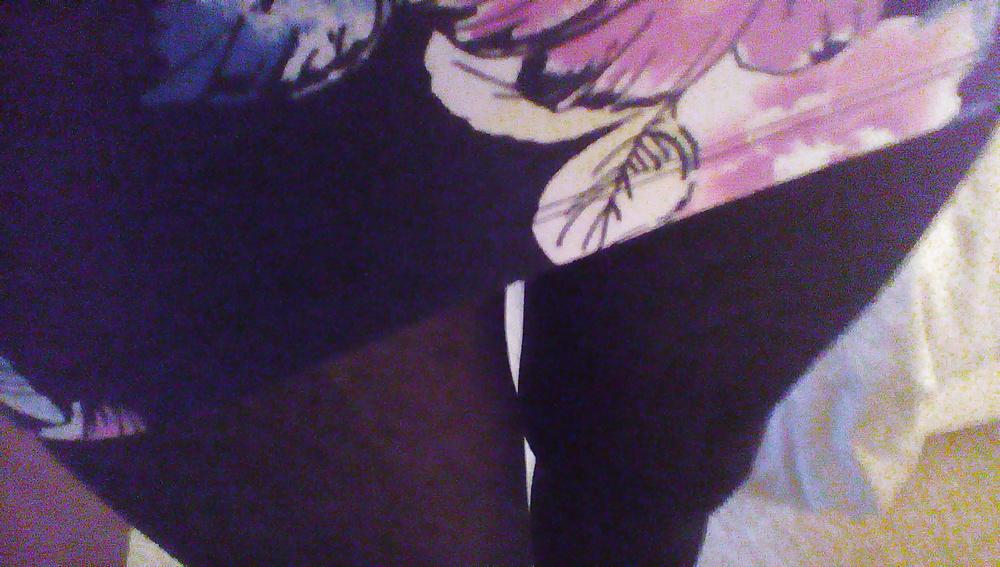 5P Short skirt opaque tights and see thru black panties x