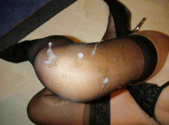 18P Sperm on stockings and skirt