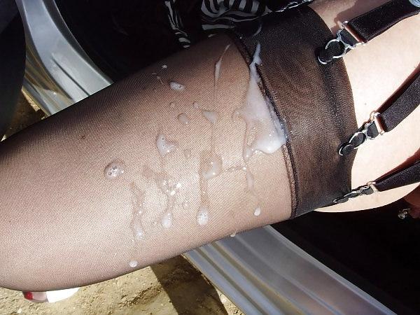 18P Sperm on stockings and skirt