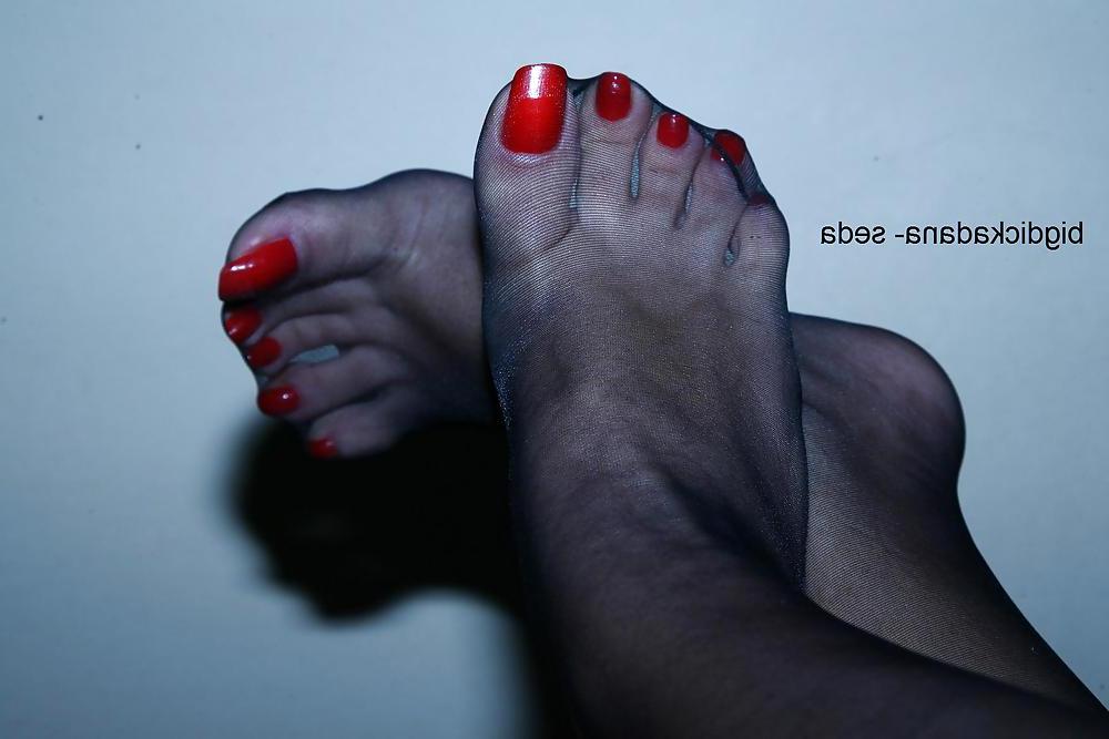 12P Foot Fetish - Turkish Seda in Black Nylons - Turk Amator