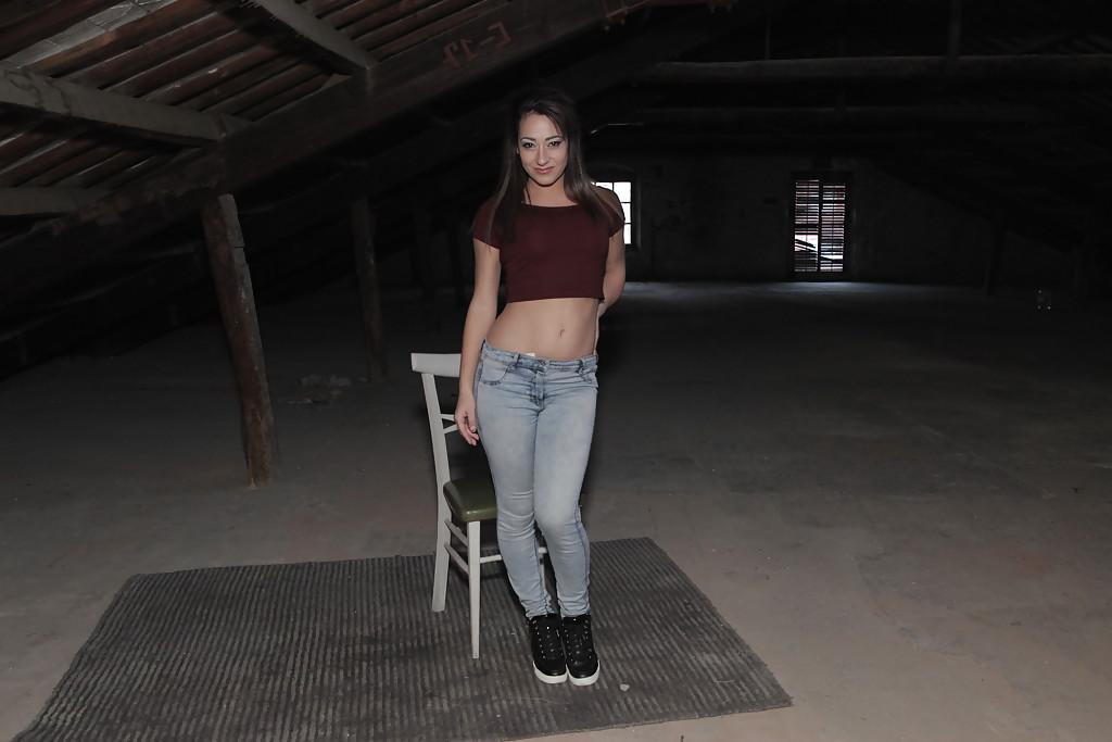 13P Latina solo girl sheds jeans and panties to expose naked ass