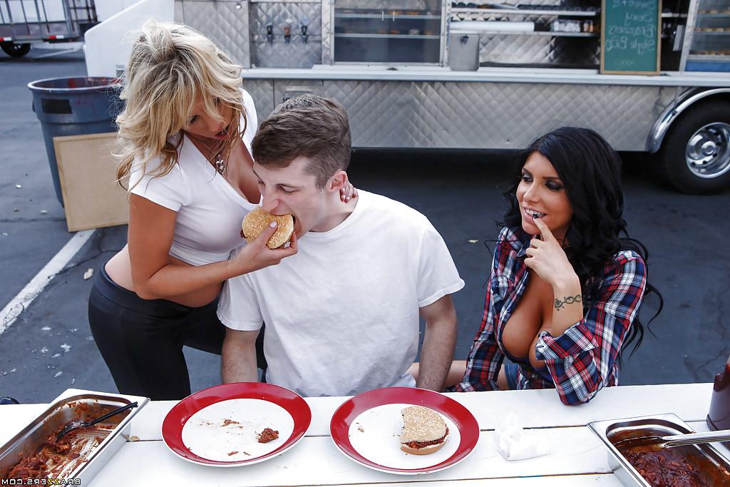16P Reality pornstars Charisma Cappelli and Romi Rain fucking a younger guy
