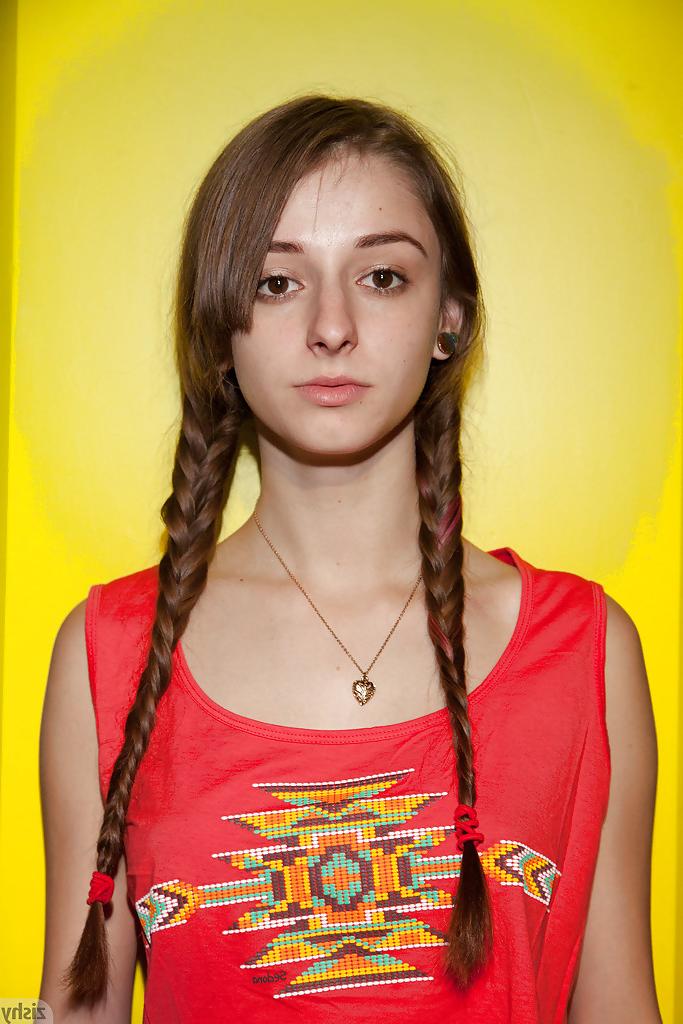 12P Innocent teen with pigtails Willow Hayes having fun in yoga pants
