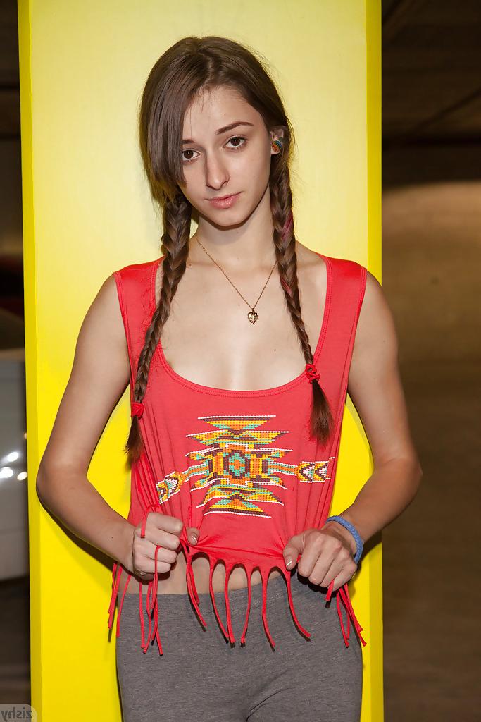 12P Innocent teen with pigtails Willow Hayes having fun in yoga pants