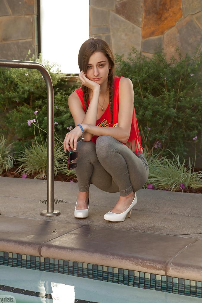 12P Innocent teen with pigtails Willow Hayes having fun in yoga pants